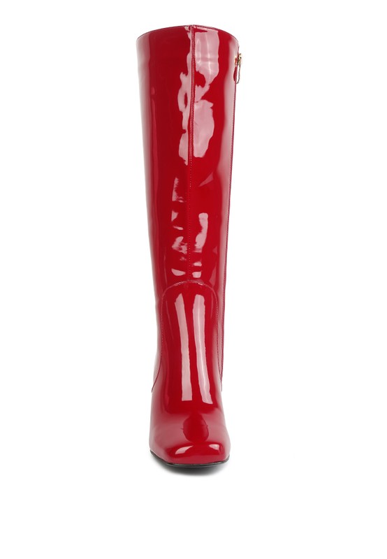 PATENT BLOCK HEEL BOOTS