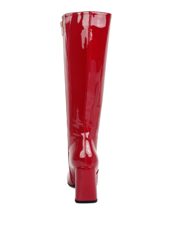 PATENT BLOCK HEEL BOOTS