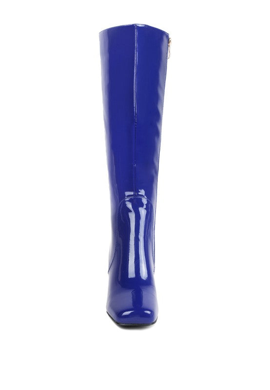 PATENT BLOCK HEEL BOOTS