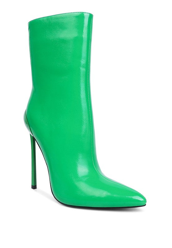 PATENT HIGH HEELED BOOT