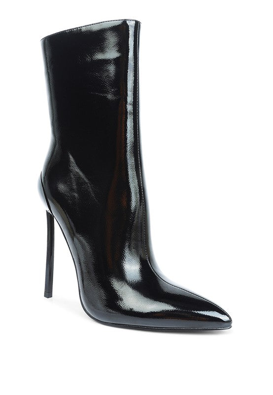 PATENT HIGH HEELED BOOT