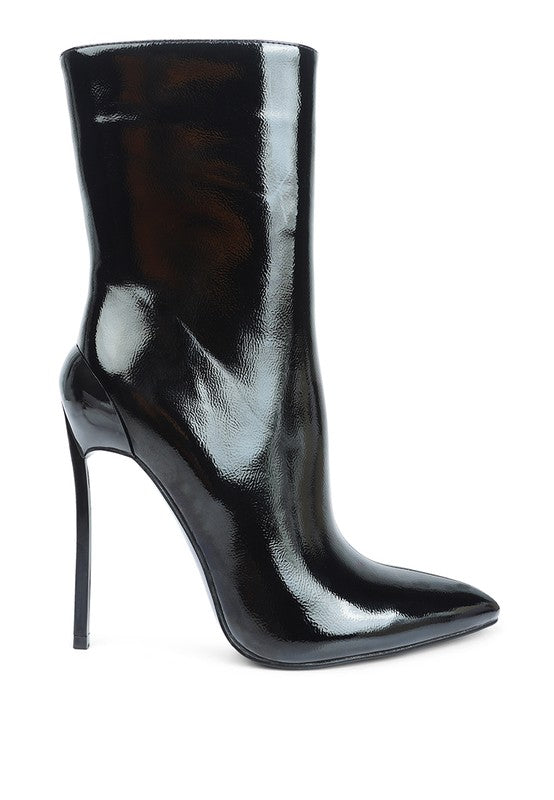 PATENT HIGH HEELED BOOT