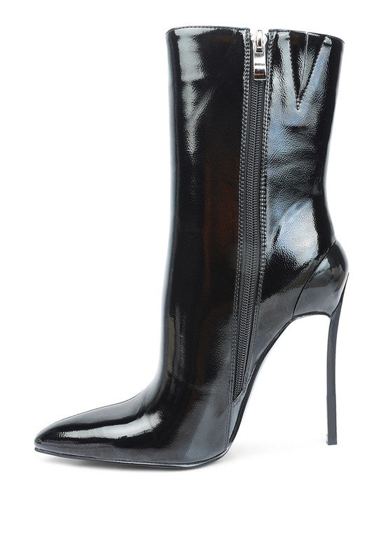 PATENT HIGH HEELED BOOT