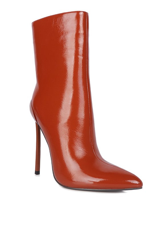 PATENT HIGH HEELED BOOT