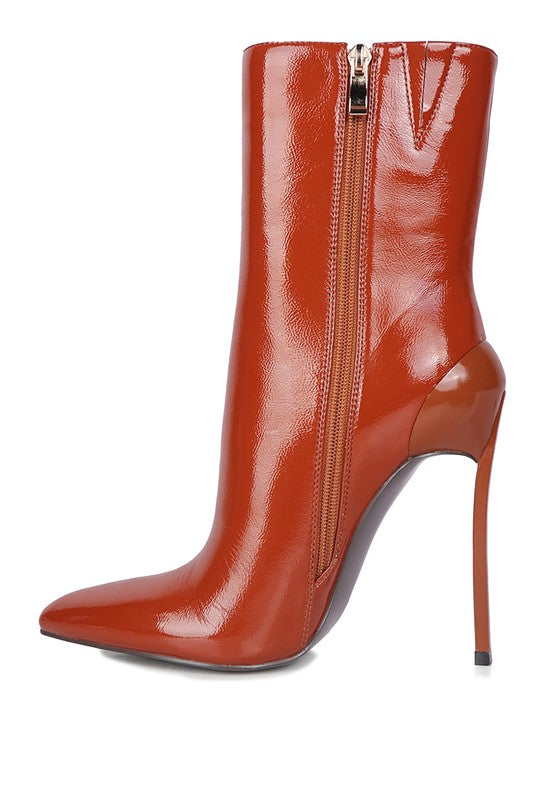 PATENT HIGH HEELED BOOT