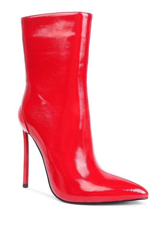PATENT HIGH HEELED BOOT