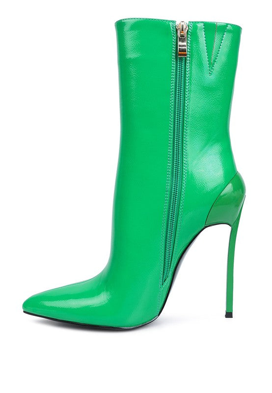 PATENT HIGH HEELED BOOT