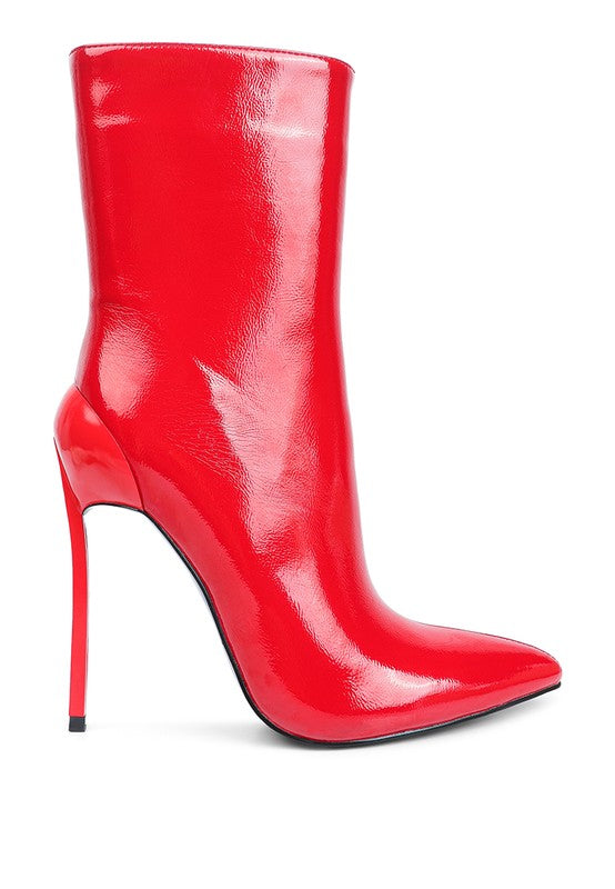 PATENT HIGH HEELED BOOT