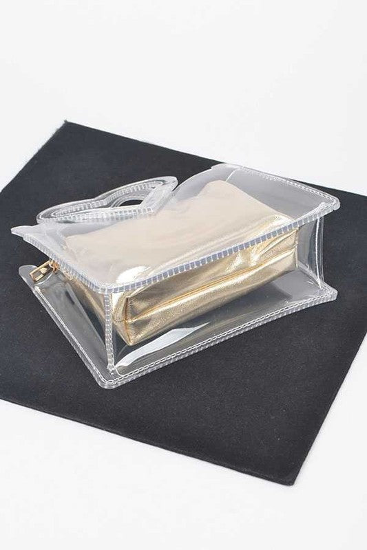 Heart Shape Handle 2 In 1 Stadium Transparent Bag