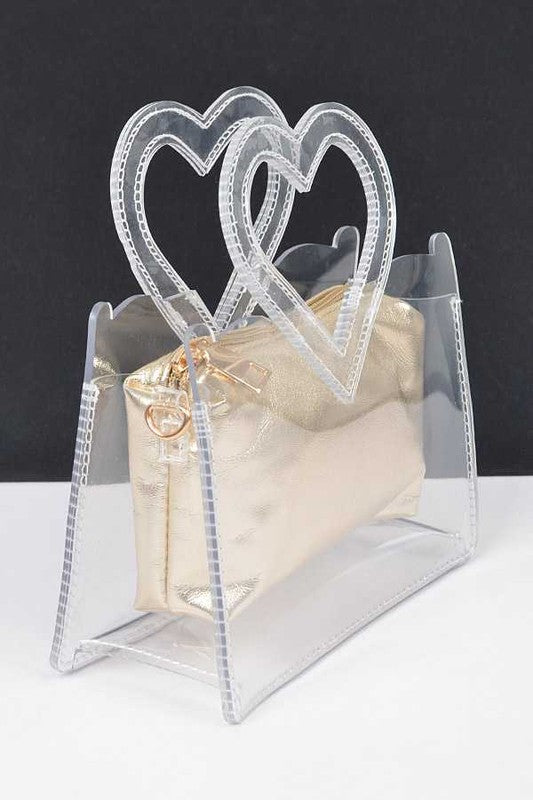 Heart Shape Handle 2 In 1 Stadium Transparent Bag