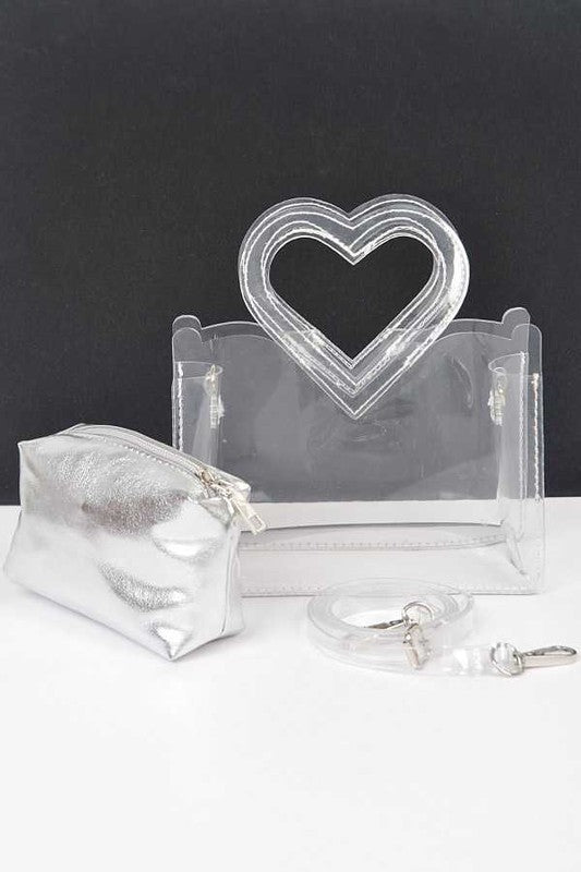 Heart Shape Handle 2 In 1 Stadium Transparent Bag