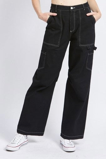 HIGH RISE FIT CARGO PANTS