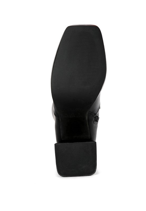 HIGH CALF BLOCK HEEL BOOTS