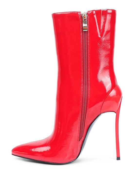 PATENT HIGH HEELED BOOT